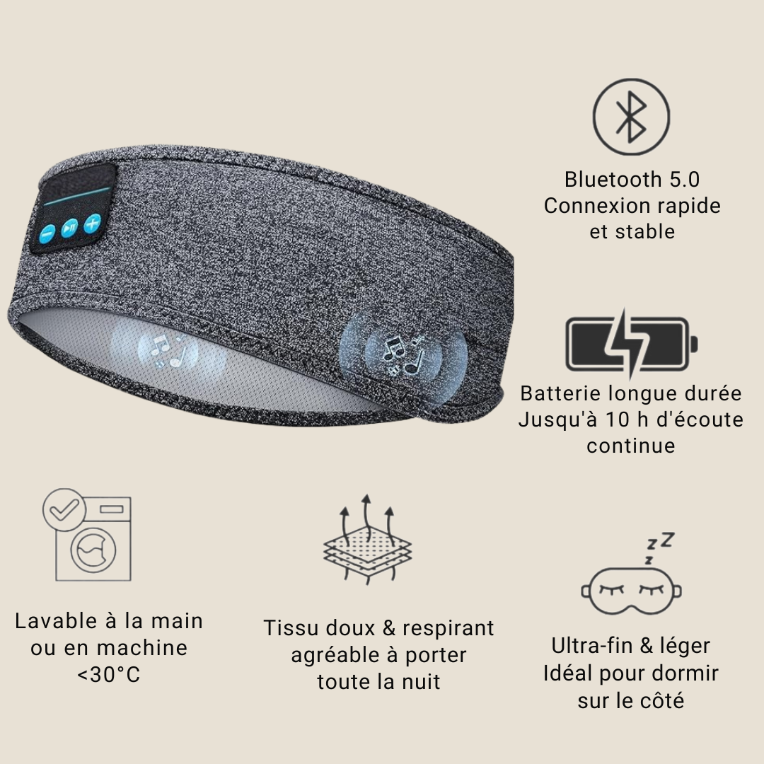 Bandeau Audio Bluetooth - Sport, sommeil & relaxation HelloBloomy