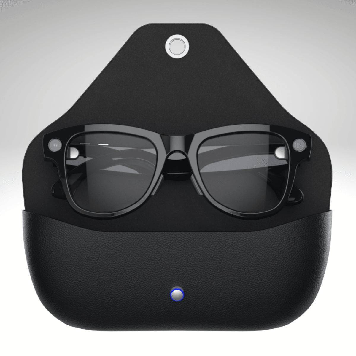 Lunettes intelligentes IA MAT AKILA, monture noire caméra intégrée avec étui chargeur noir