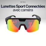 Lunettes sport connectées IA MAT AKILA, monture noire avec caméra intégrée