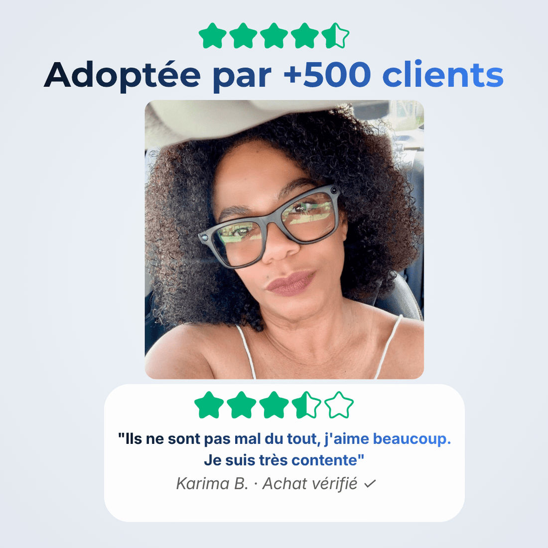 Femme portant des lunettes intelligentes légères pour créateur de contenu