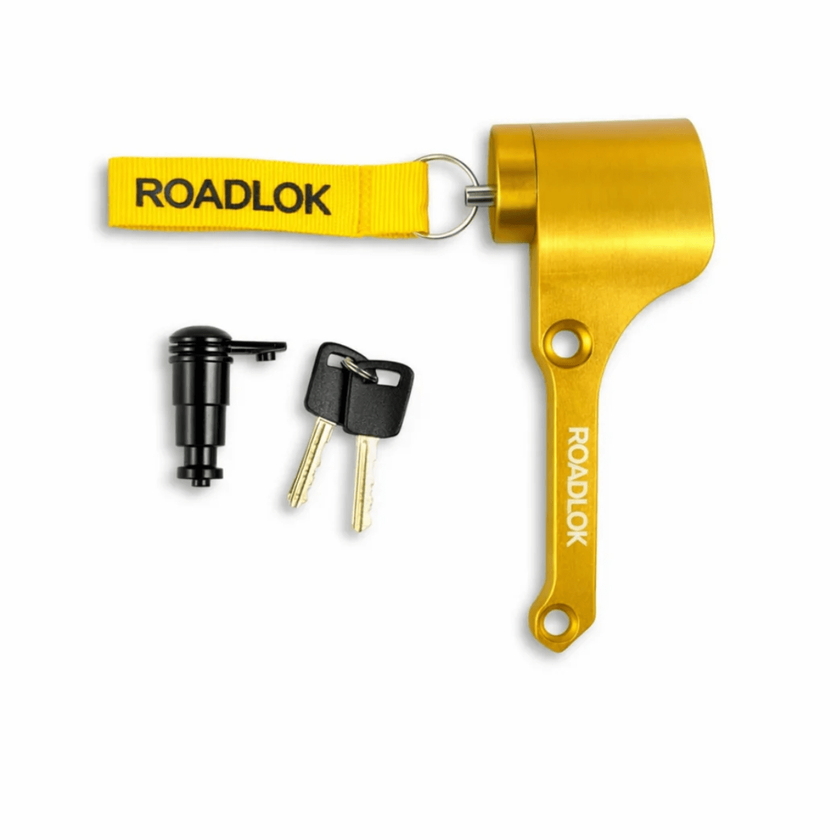 Antivol bloque-disque Roadlok anodisé doré avec BrakeBolt, deux clés et goupille de verrouillage