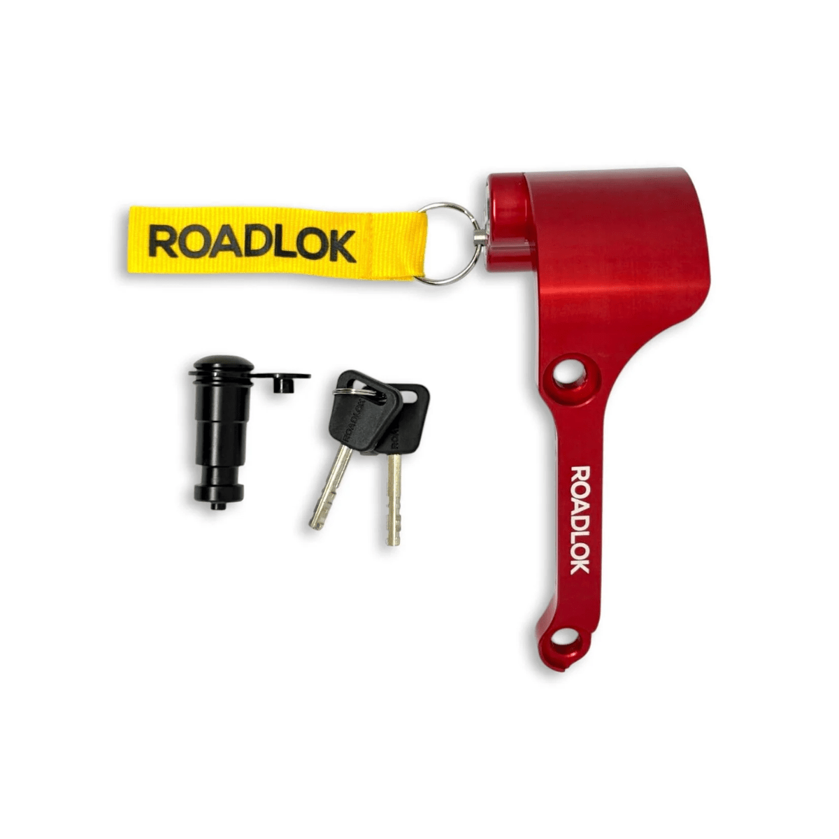 Antivol bloque-disque Roadlok anodisé rouge avec BrakeBolt, deux clés et goupille de verrouillage