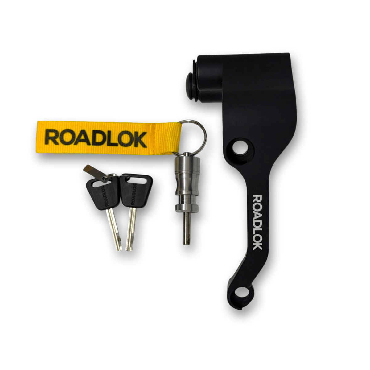 Antivol bloque-disque Roadlok anodisé noir avec BrakeBolt, deux clés et goupille de verrouillage
